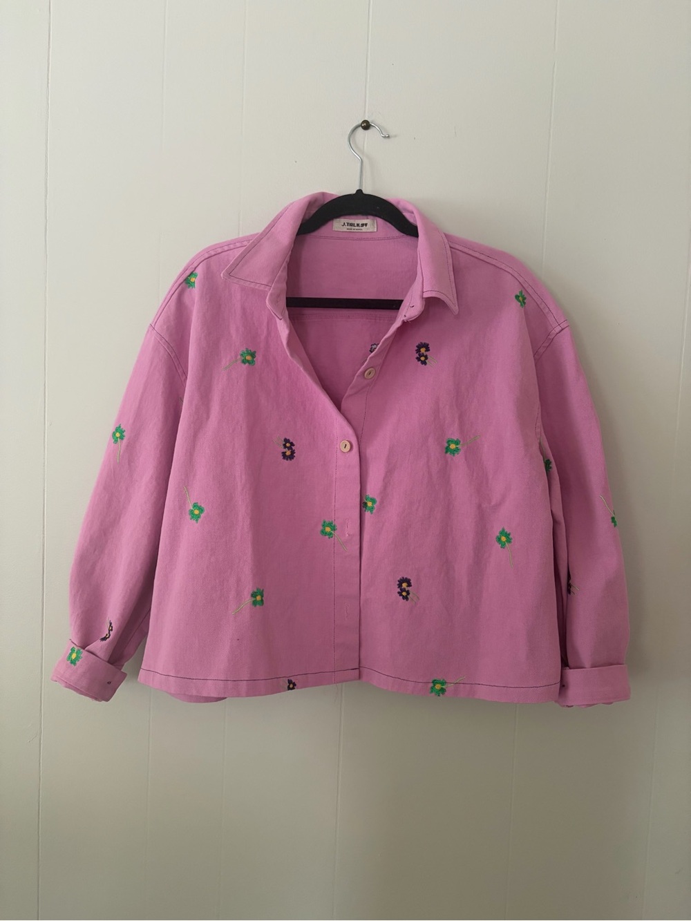 Flower Embroidered Denim Jacket